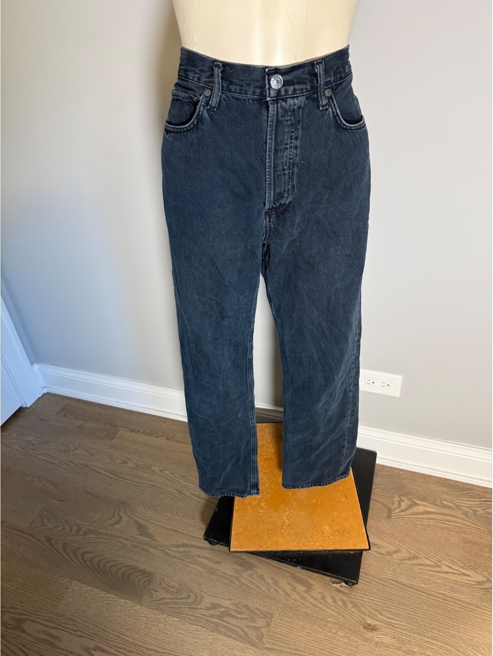 AGOLDE Women's High-Waisted Black Denim Jeans Size 28